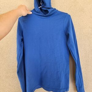 Athleta Ribbed Blue Top with Hood